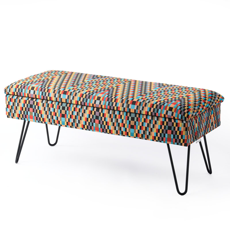 Polyester Upholstered Storage Bench, 44cm H x 110cm W x 35cm D
