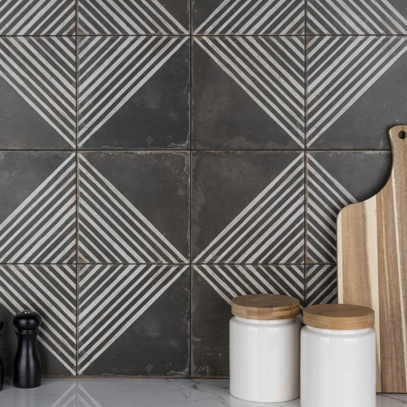 Kings Rombos Night 18" x 18" Ceramic Patterned Wall & Floor Tile
