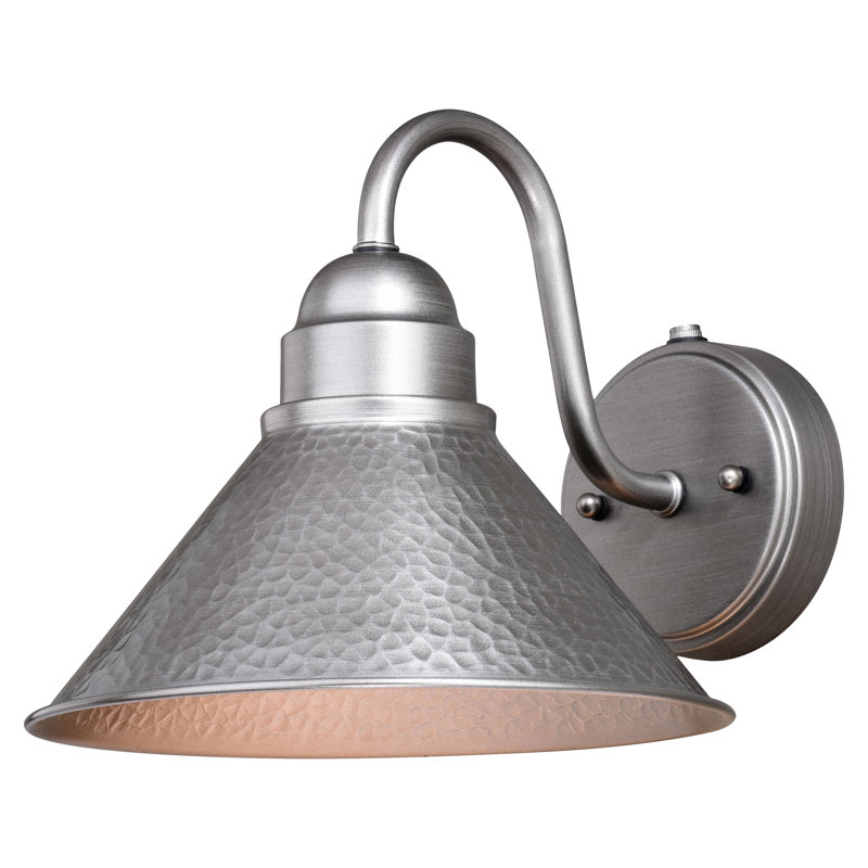 Applique murale d'extérieur à 1 lumière en étain brossé avec abat-jour en forme d'étain de 9 po H Witte de Witte, abat-jour en métal à col de cygne, compatible avec les DEL, conforme au ciel étoilé pour porte de patio ou porche extérieur