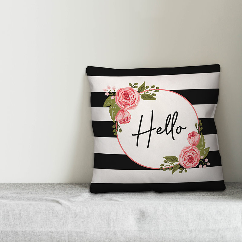 Hello Striped Reversible Throw Pillow, 16" x 16"