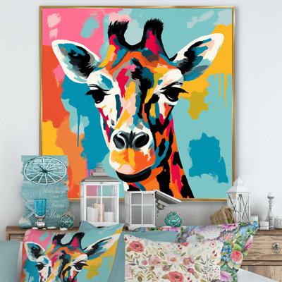 Colorful Pop Art Giraffe Portrait III - Giraffe Animal Wall Art