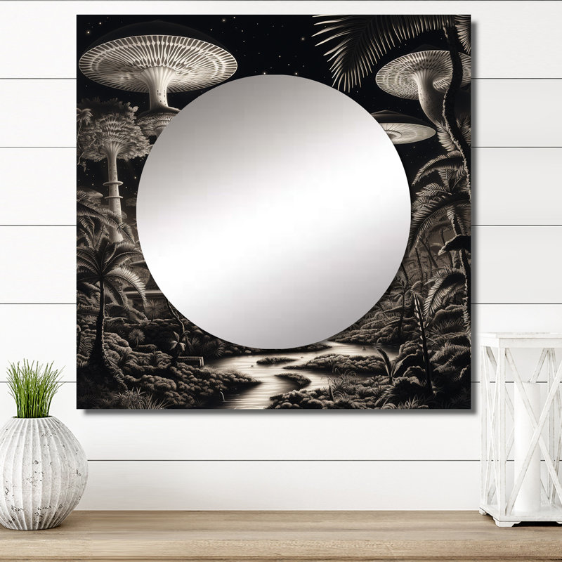 Mintautas - Abstract Landscape Square Mirror For Wall Art Decor, 23" x 23"
