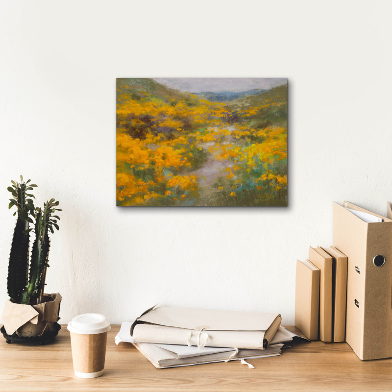 Toile rouge «Golden Explosion» par Christine Debrosky, H 12 po x l 16 po x P 0,75 po
