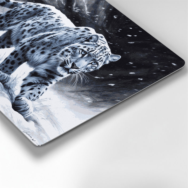 «Big Cats Snow Leopard», art mural en métal gris, H 12 po x l 18 po
