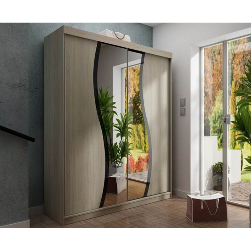 Lentini 2 Door Solid + Manufactured Wood Wardrobe, Walnut