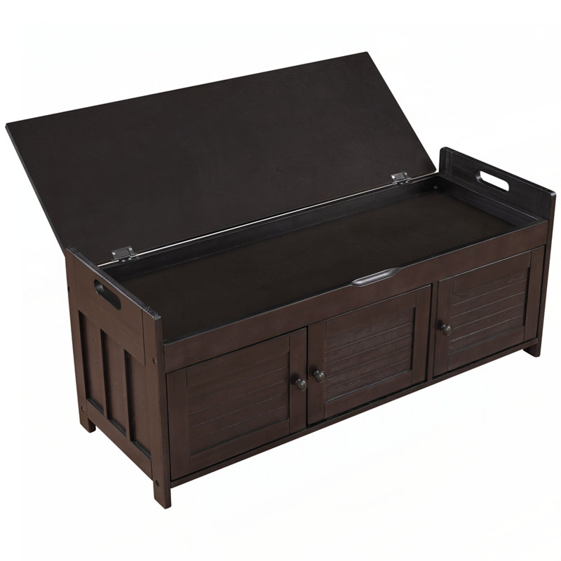 Banc de rangement rembourré avec armoire, Espresso