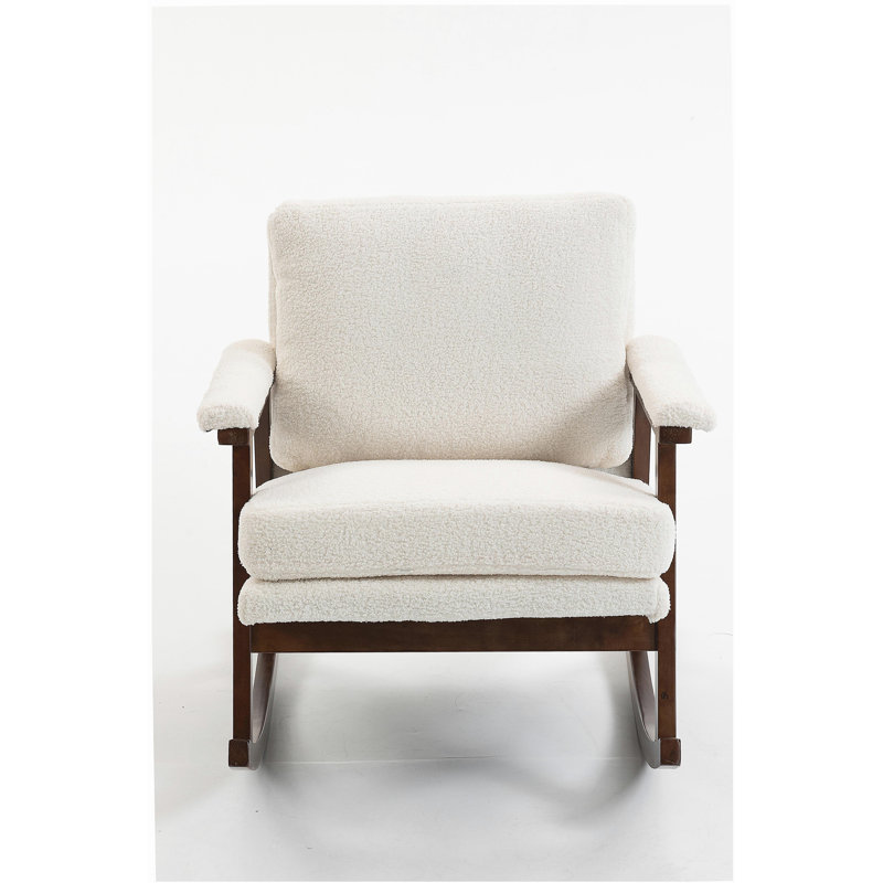 Chaise d'appoint Mid-Century moderne, chaise berçante avec structure en bois, chaises de salon rembourrées, fauteuil de lecture pour véranda de chambre à coucher