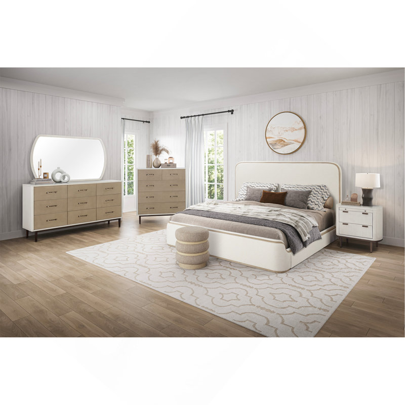 Lit tapissier - Caramel et sable blanc, Grand lit