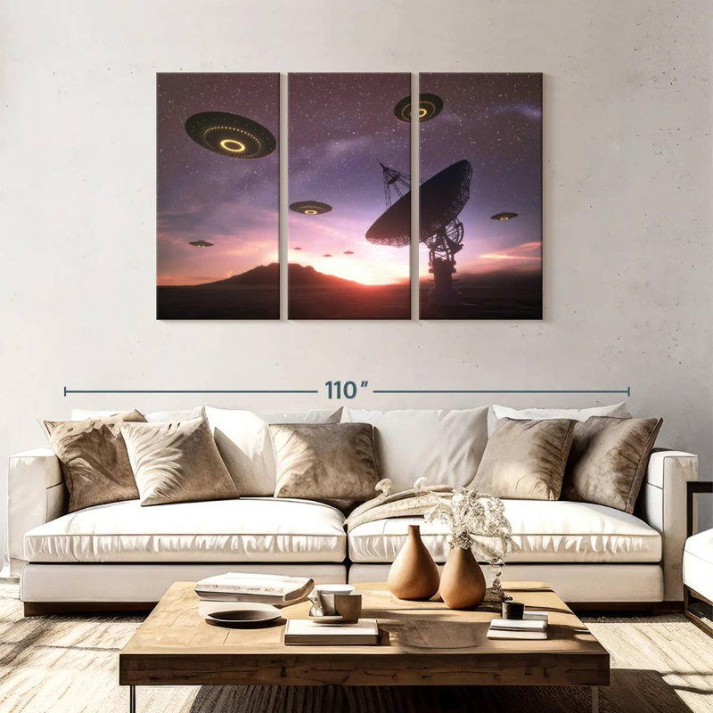 Kelan Alien Spaceships, 48" H x 74" W