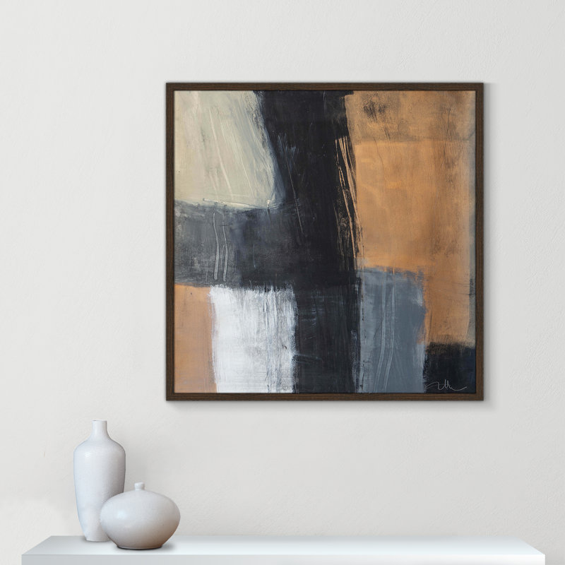 «Metallic Slate II» par Casa Fine Arts, H 32 po x l 32 po x P 0,75 po, Noyer avec cadre fin