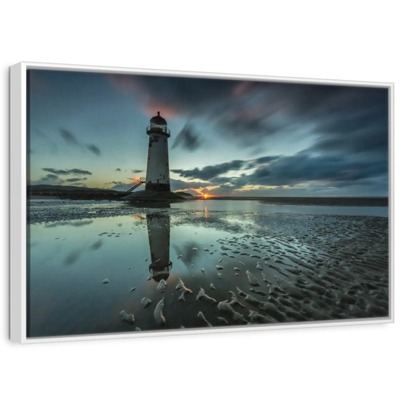 Phare de Point Of Ayr, 19 po x 13 po, Cadre flottant blanc