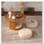 Table basse ronde en bois 31,5 "avec 3 tabourets gigognes en tissu Teddy, ensemble de table centrale multifonctionnel avec rangement caché Farmhouse