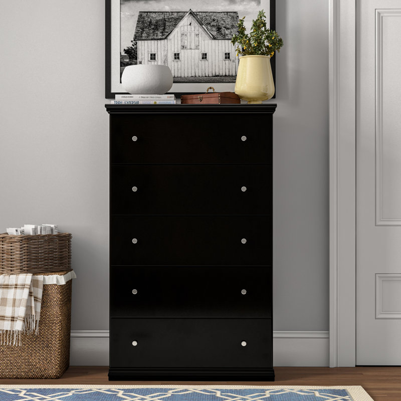 Leanette 33.31'' W 5 - Drawer Dresser, Black