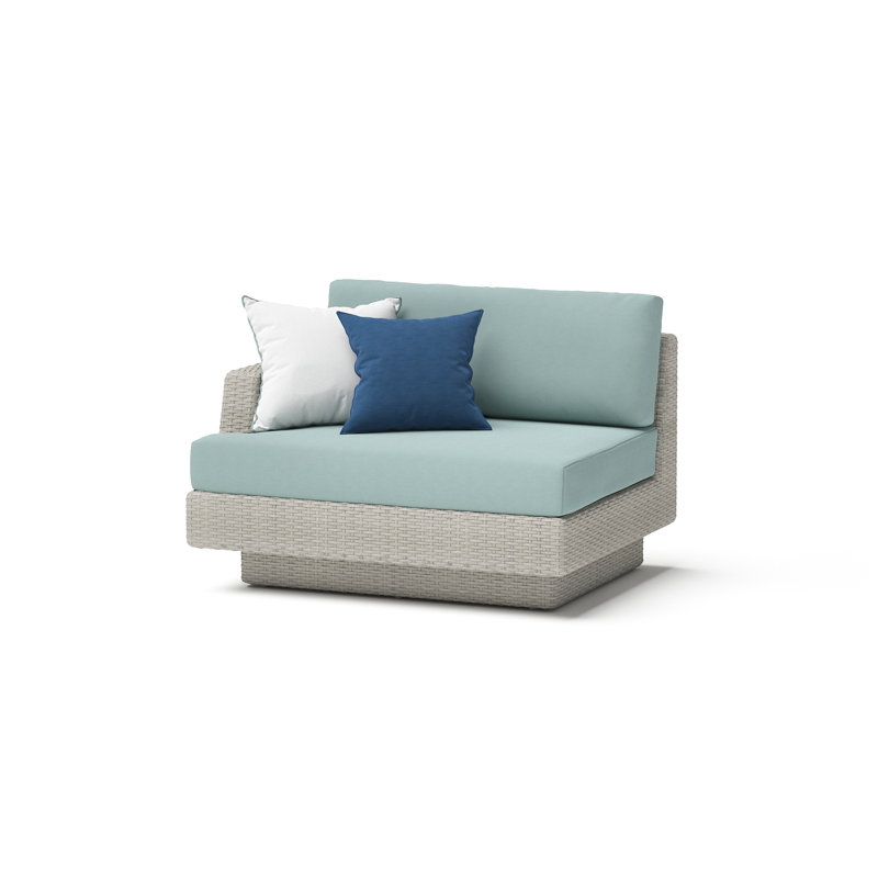 Portofino Comfort Outdoor 5 - Piece Conversation Set, Gray Frame/Spa Blue Cushion