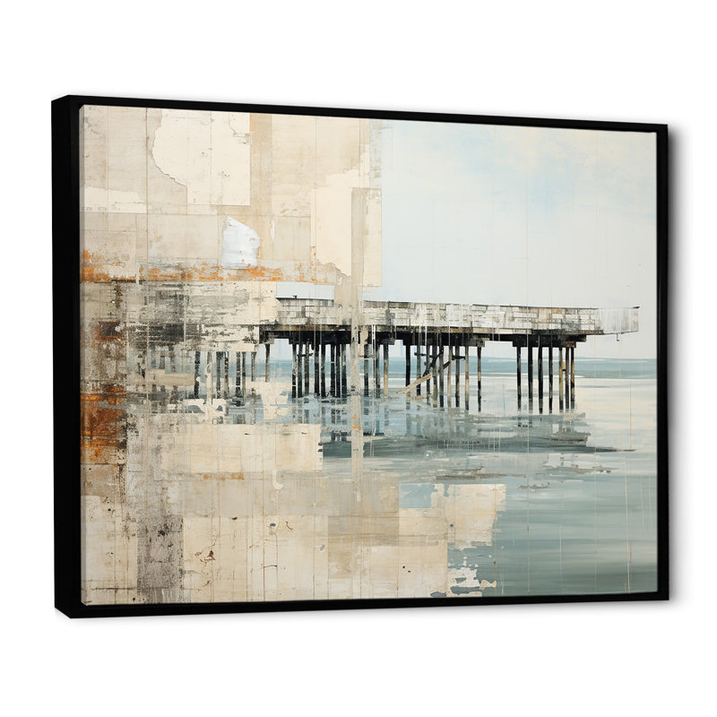 Quirion - plage et océan, impressions sur toile, Cadre flottant noir, H 34 po x l 44 po x P 1,5 po