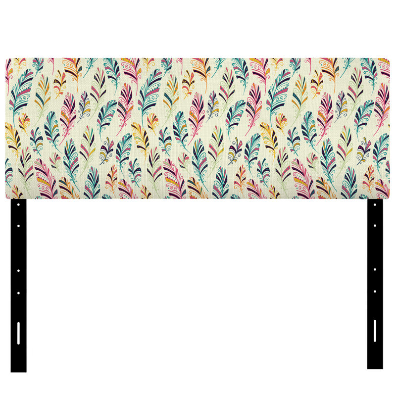 Jaculin Upholstered Panel Headboard, Queen, Beige/Pink/Blue