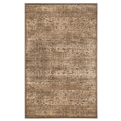 Tapis floral anthracite / chameau