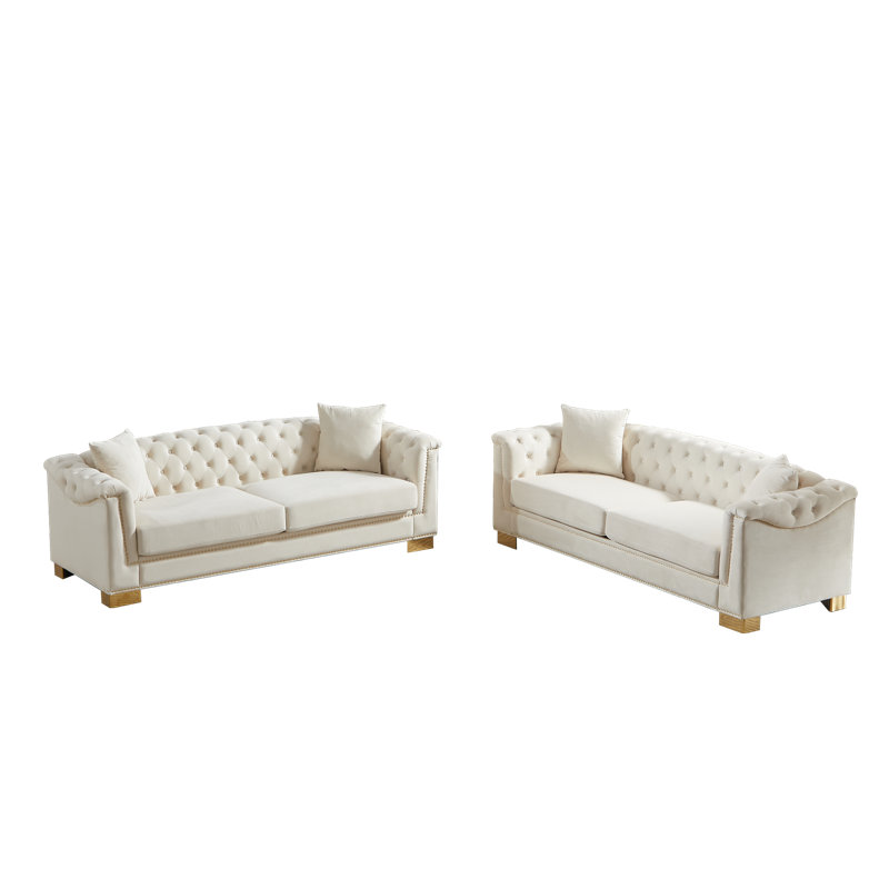 Ensemble de canapé élégant en velours Chesterfield moderne pour le salon