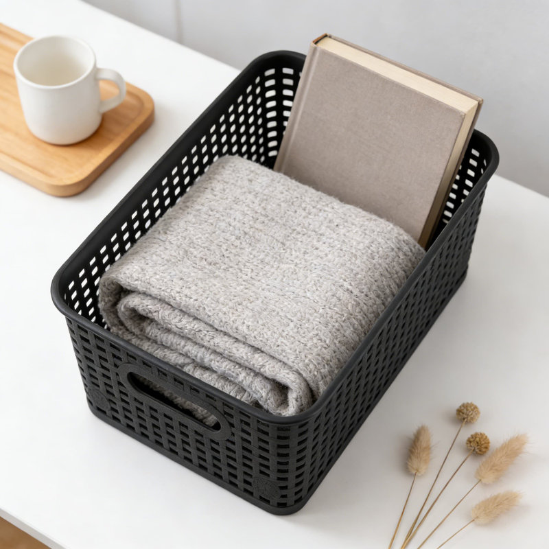 Stackable Plastic Storage Baskets Set Of 6, Small Organizer Bins For Shelves, Closets, Countertops, Cabinets, And Home Organization