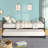 Metal Daybed Platform Bed Frame with Trundle Built-in Casters