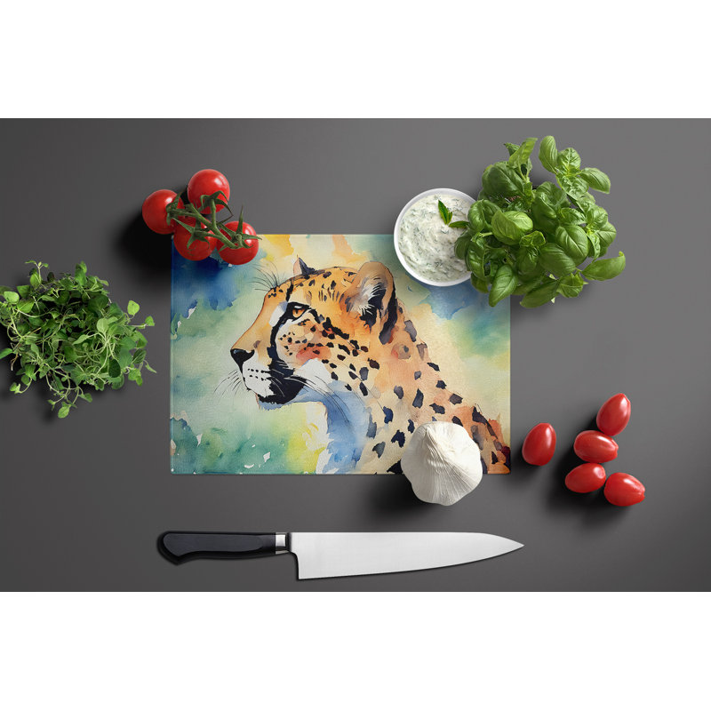 Cheetah Glass Cutting Board Large