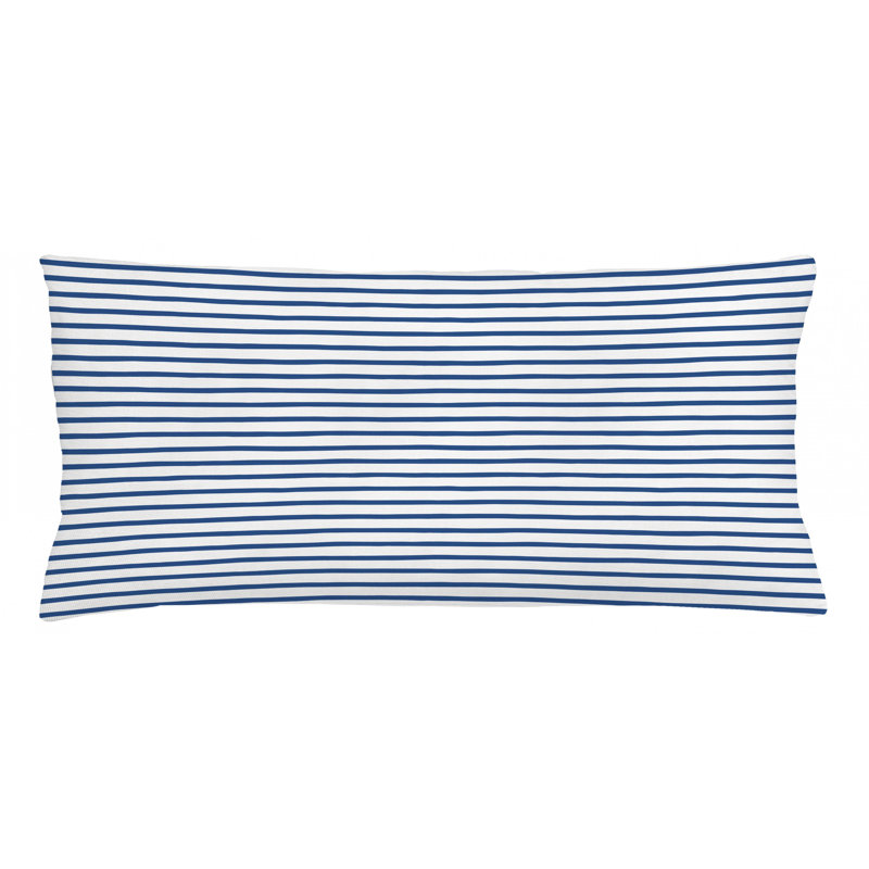 Housse de coussin rectangulaire , Pas de bourre, 16 po x 36 po, Bleu marine/blanc