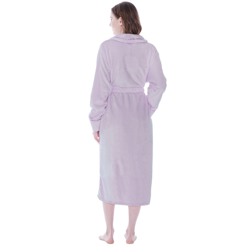 Peignoir mi-mollet en molleton avec poches, Lavande, TG