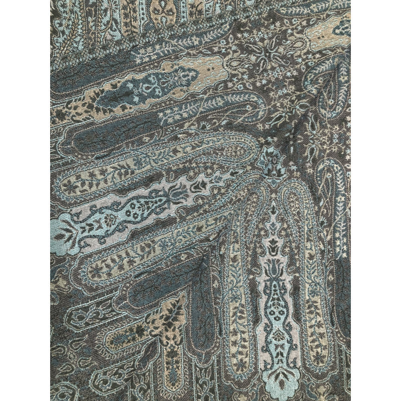 Jeté en coton tissé à motif cachemire, Aigue-marine