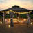 Outdoor Aluminum Hardtop Patio Gazebo with Curtain and Netting-93931796