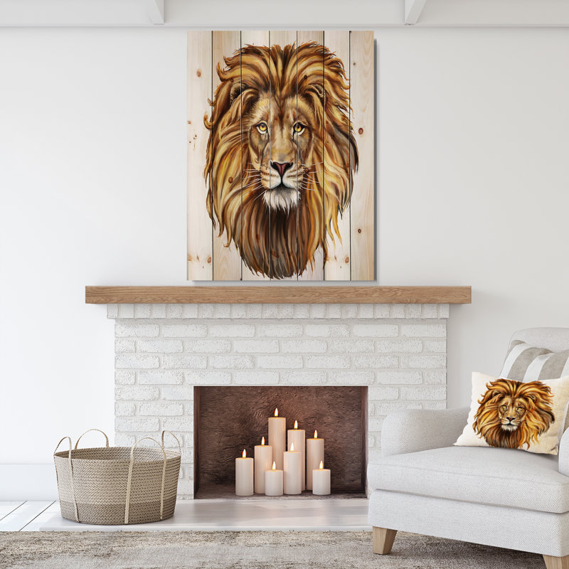 Alfaro King Lion Aslan - impression d'art graphique, H 20 po x l 15 po x P 1 po, Bois