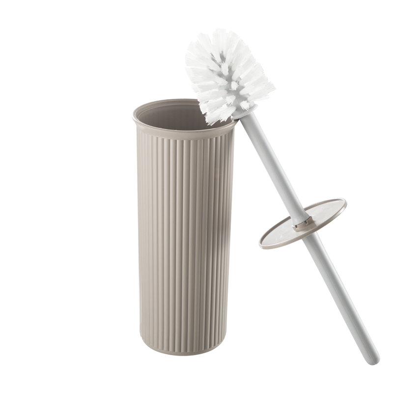 Brosse de toilette autoportante en plastique nervurée 4 po, Taupe