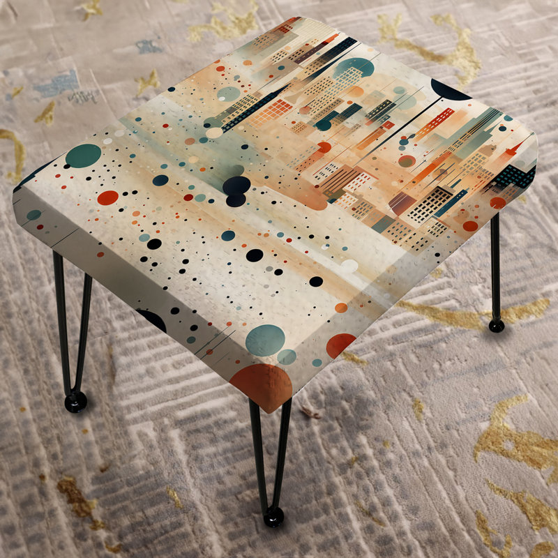 Repose-pieds rectangulaire corail et beige à pois - Rectangle à pois