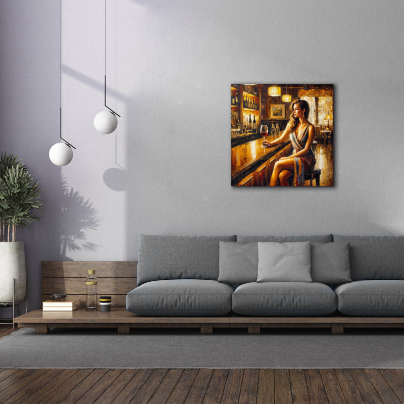 «Lady In A Bar» par Rey Klimt, art mural, H 37 po x l 37 po