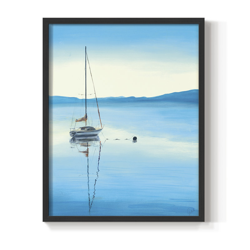 «Misty Blue Sunrise», reproduction encadrée - bois massif, H 20 po x l 16 po, Noir