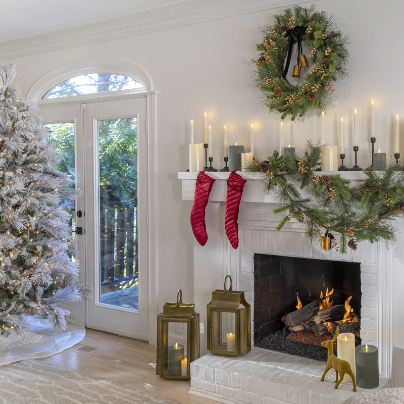6.5 ft. Pre-Lit Flocked Pine Christmas Tree with Clear Lights
