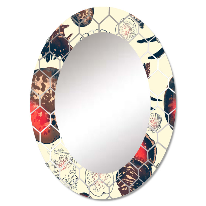 Rétro coquillages - Miroir mural moderne, 36 po x 24 po