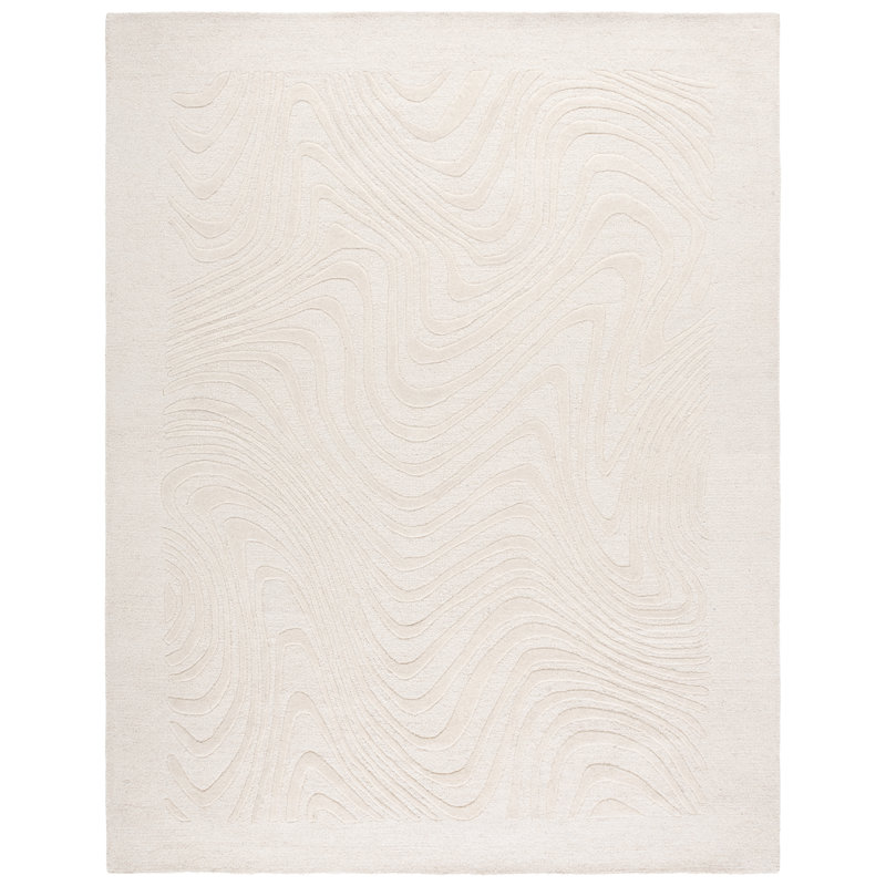 Tapis d'intérieur en laine touffeté à la main Ebony, Rectangulaire 8 pi x 10 pi