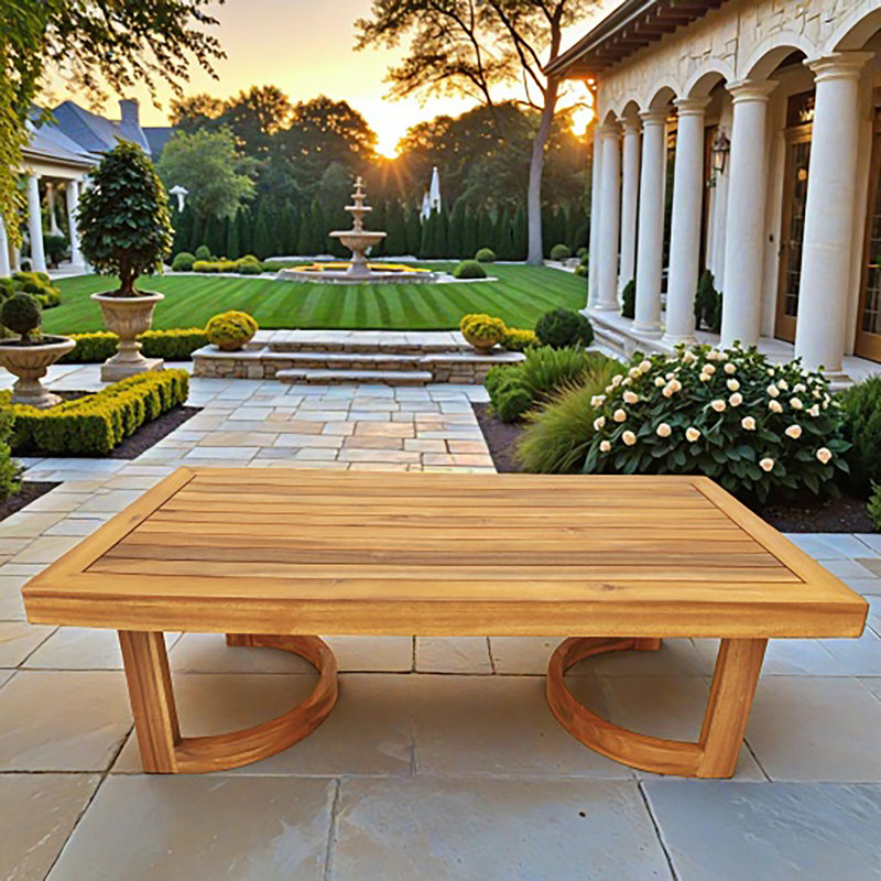 Table basse d'extérieur rectangulaire en teck d'acacia