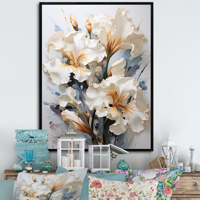 «Serenade of Irises» beige et jaune sur toile, impression sur toile