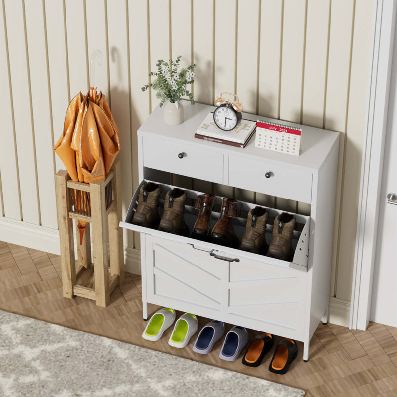 Range-chaussures avec 2 tiroirs rabattables et 2 tiroirs