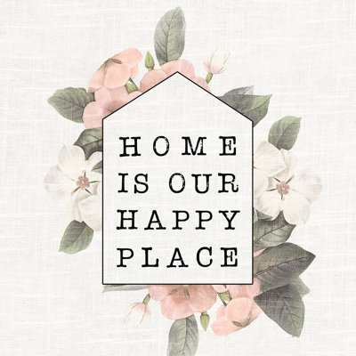 Home Happy Place Floral 1 Piece Wrapped Canvas Wall Art