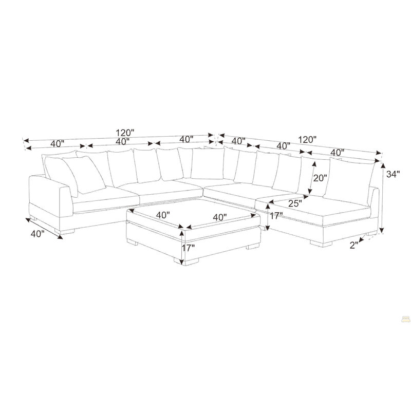 Large Seating Corduroy Modular Sleeper Sectional, Black Corduroy