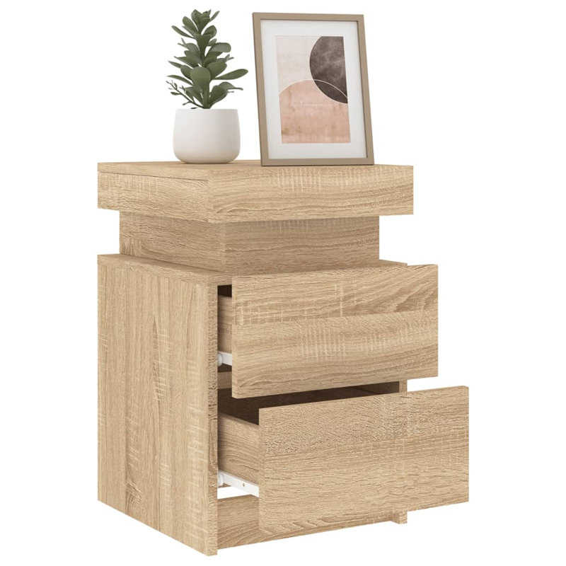 Steubenville 35cm W Manufactured Wood Bedside Table, Sonoma Oak