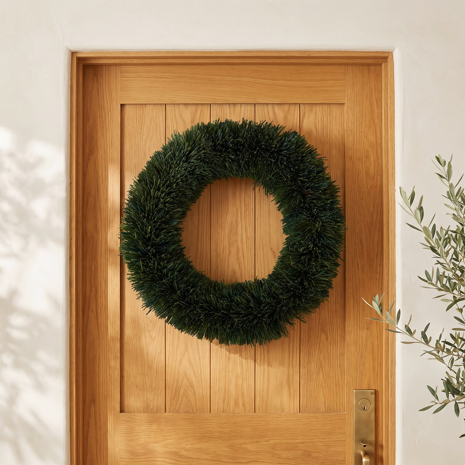 Natural Fibers Wreath, 20.5" H x 20.5" W x 5" D, Green