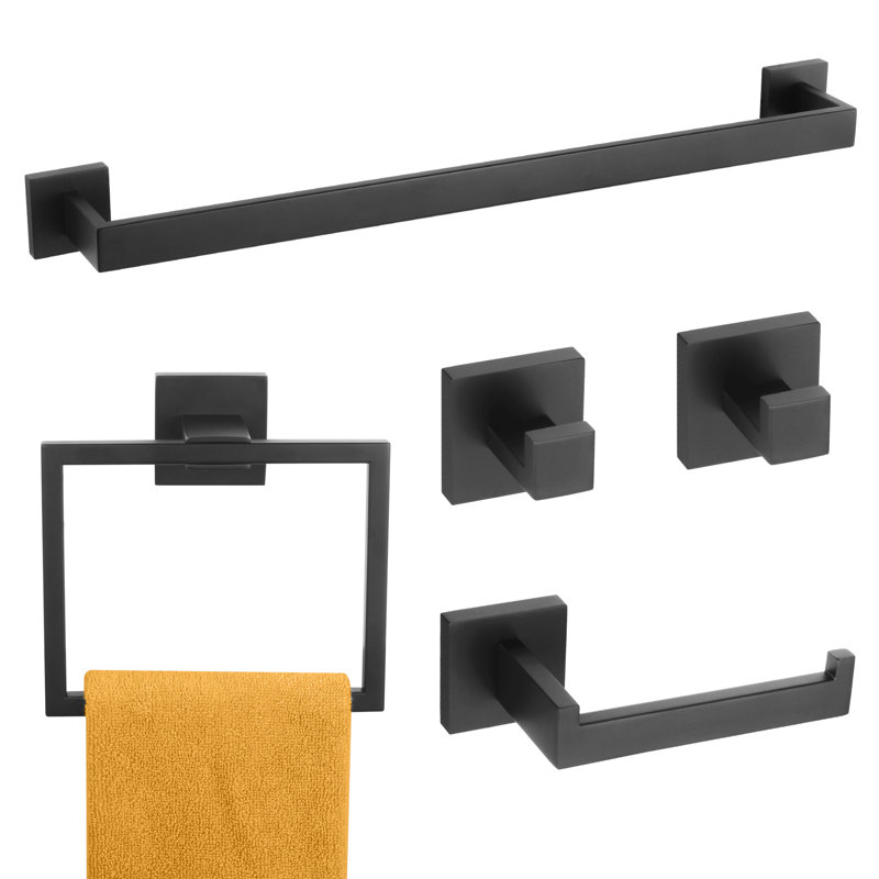 5 - Piece Bathroom Hardware Set, Matte Black