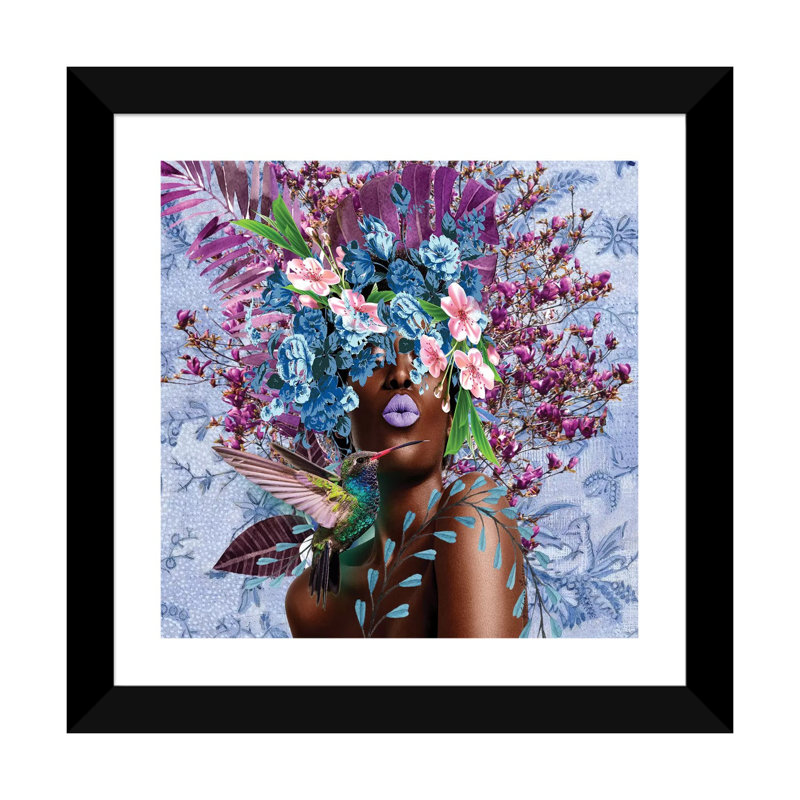 «Women in Bloom - Purplici» par Yvonne Coleman Burney - impression d'art graphique, H 24 po x l 24 po x p 1 po, Blanc