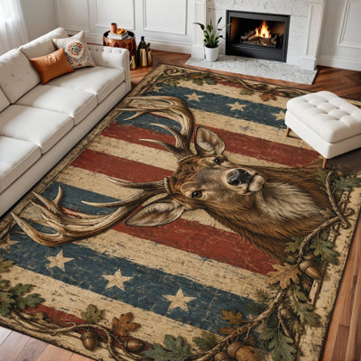 Tapis lavable 8 x 10 avec tapis en drap de cerf Majestic