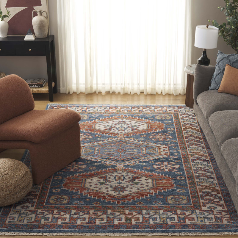 Samarkand 119 Area Rug In Blue / Beige, Rectangle 9' x 12'