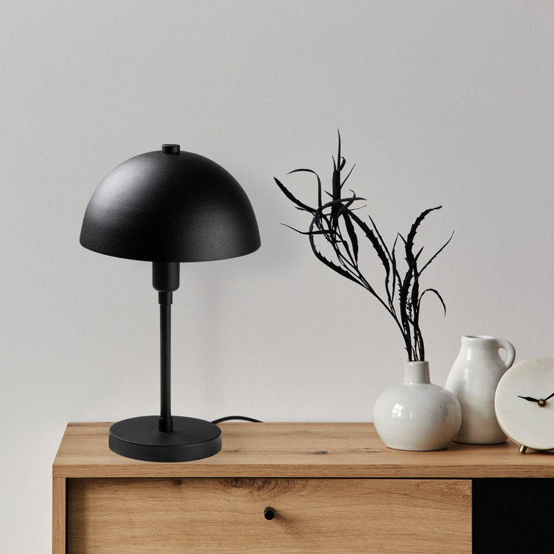 Modern Industrial Table Lamp, Black Metal Body, 7.9 x 7.9 x 13.8 inches | Ø7.9 inches Shade, 0.8 inches Base Plate | 6.6 ft Cable with On/Off Switch, E14 Socket (Max 40W) | Stylish Lighting for Home & Office Décor