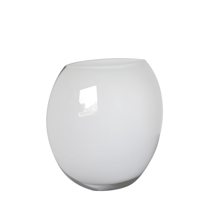 Cialan Glass Table Vase, White, 11.5" H x 13.75" W x 5.25" D